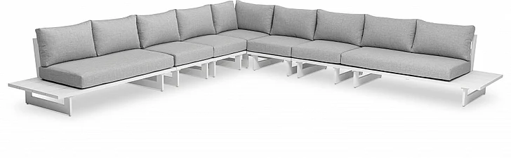 Meridian Maldives Water Resistant Fabric Outdoor Modular Sectional in Grey Water Resistant Fabric 337Grey-Sec4E