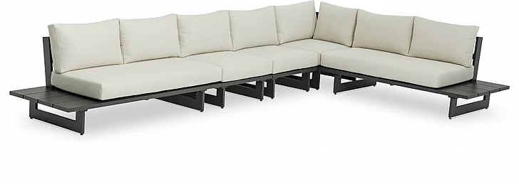 Meridian Maldives Water Resistant Fabric Outdoor Modular Sectional in Cream Water Resistant Fabric 338Cream-Sec2B