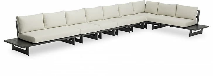 Meridian Maldives Water Resistant Fabric Outdoor Modular Sectional in Cream Water Resistant Fabric 338Cream-Sec4C