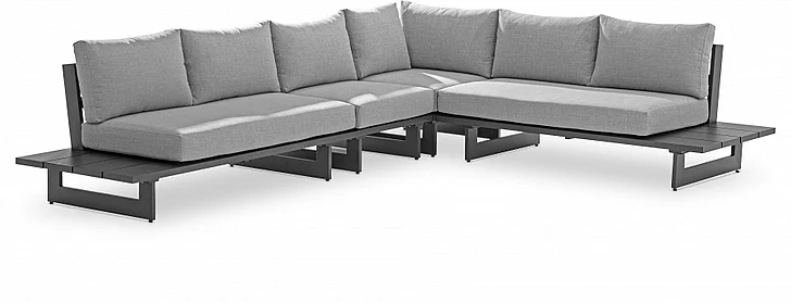 Meridian Maldives Water Resistant Fabric Outdoor Modular Sectional in Grey Water Resistant Fabric 338Grey-Sec1B