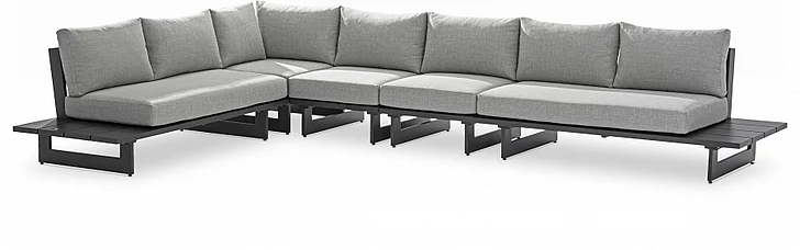 Meridian Maldives Water Resistant Fabric Outdoor Modular Sectional in Grey Water Resistant Fabric 338Grey-Sec2C