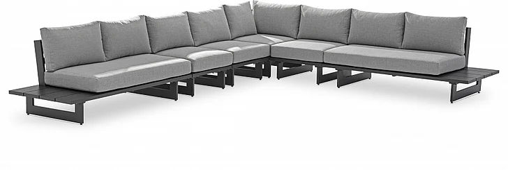 Meridian Maldives Water Resistant Fabric Outdoor Modular Sectional in Grey Water Resistant Fabric 338Grey-Sec3A