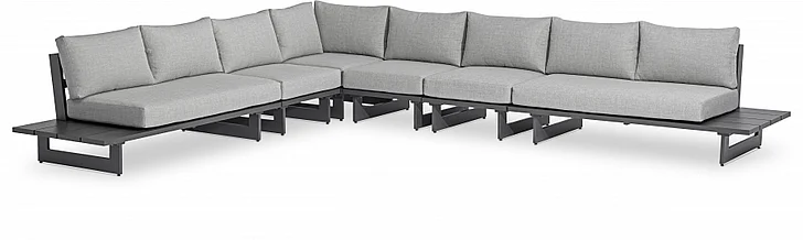 Meridian Maldives Water Resistant Fabric Outdoor Modular Sectional in Grey Water Resistant Fabric 338Grey-Sec3B