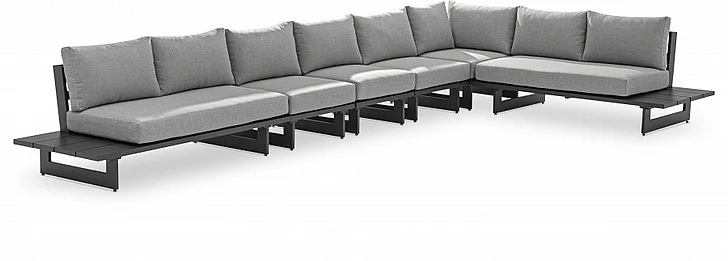 Meridian Maldives Water Resistant Fabric Outdoor Modular Sectional in Grey Water Resistant Fabric 338Grey-Sec3C