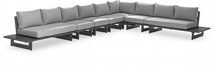 Meridian Maldives Water Resistant Fabric Outdoor Modular Sectional in Grey Water Resistant Fabric 338Grey-Sec4A