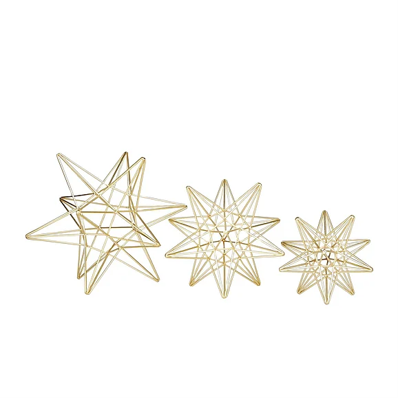UMA CosmoLiving by Cosmopolitan Gold Metal Star Decorative Sculpture, Set of 3 12, 9, 7H | 23541