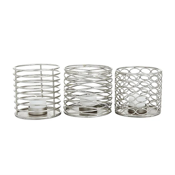 UMA Silver Metal Glam Candle Holder, Set of 3 4W, 4H | 23543 CLOSEOUT