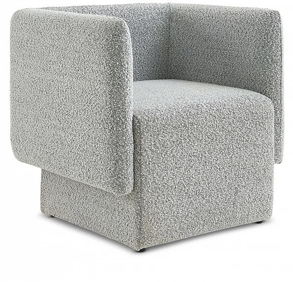 Meridian Vera Boucle Fabric Accent Chair in Grey Boucle Fabric 575Grey