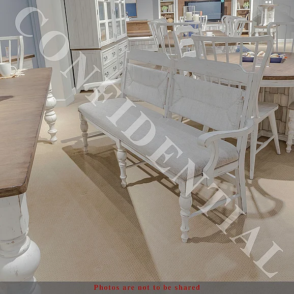 Liberty Furniture River Place Panel Back Bench in Riverstone White & Tobacco 237-C9101B