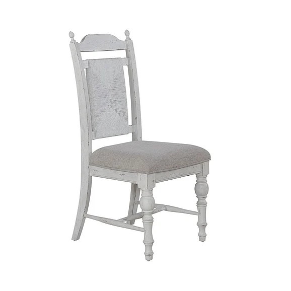 Liberty Furniture River Place Panel Back Side Chair (Set of 2) in Riverstone White & Tobacco 237-C9101S