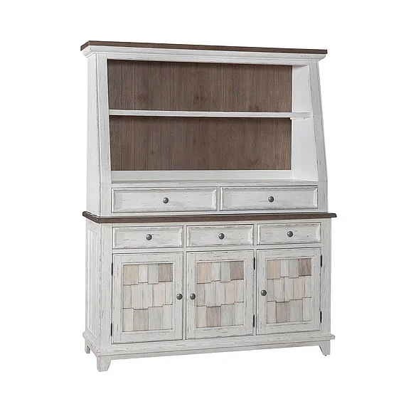 Liberty Furniture River Place Server & Hutch in Riverstone White & Tobacco 237-DR-SH