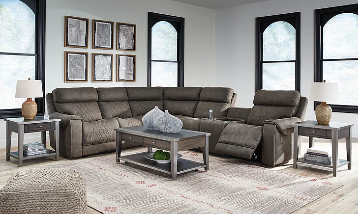 Hoopster 6-Piece Power Reclining Sectional Set in Gunmetal