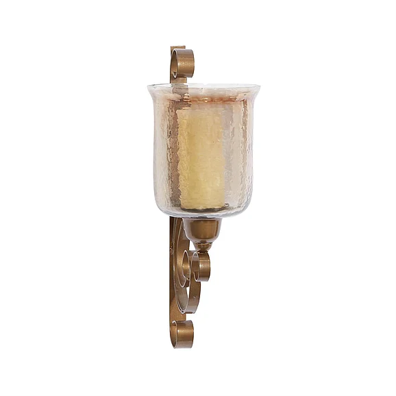 UMA Brown Metal Single Candle Indoor Outdoor Wall Sconce, 11" x 7" x 20" | 23819