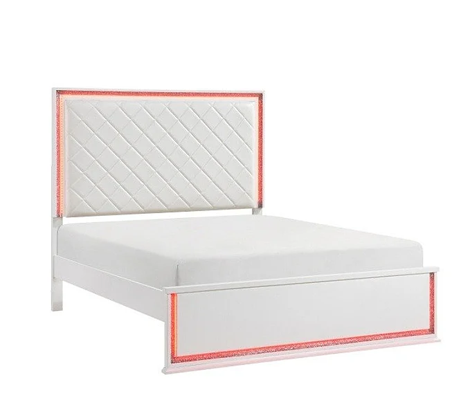 Homelegance Lumin Queen Upholstered Bed in White 2390-1
