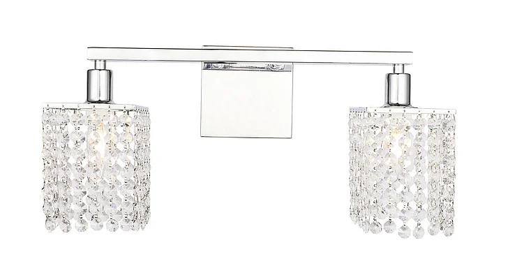 Elegant Phineas 2 Light Chrome and Clear Crystals Wall Sconce LD7009C