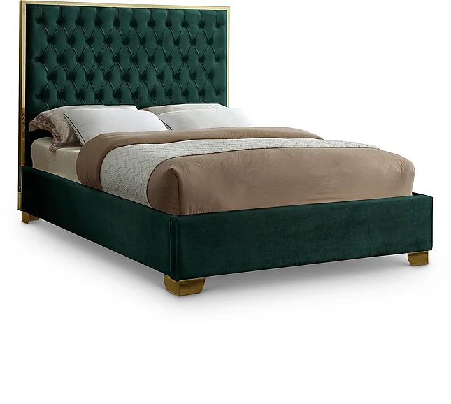 Meridian Lana Velvet King Bed in Green Velvet LanaGreen-K