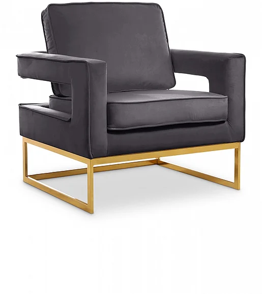 Meridian Noah Velvet Accent Chair in Grey Velvet 511Grey