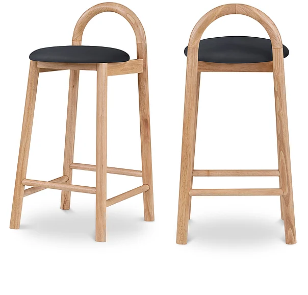 Meridian Calvin Faux Leather Counter Stool in Black Faux Leather 475Black-C