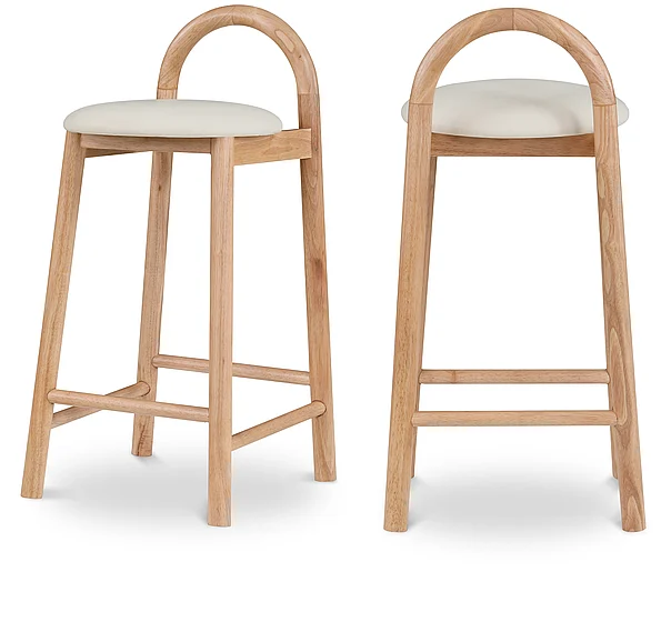 Meridian Calvin Faux Leather Counter Stool in Cream Faux Leather 475Cream-C