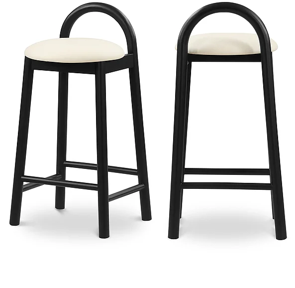 Meridian Calvin Faux Leather Counter Stool in Cream Faux Leather 476Cream-C