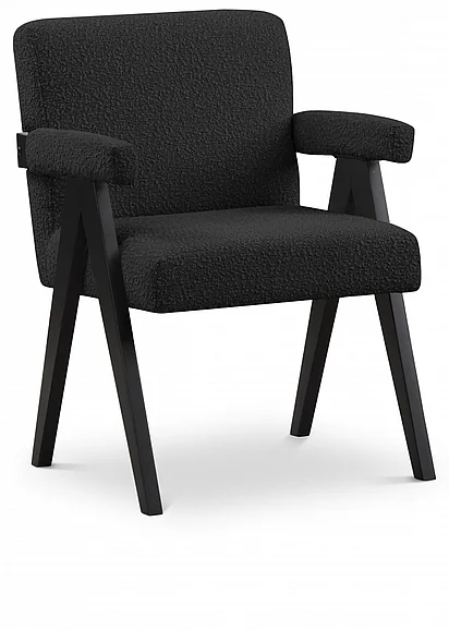 Meridian Woodloch Boucle Fabric Accent Chair in Black Boucle Fabric 481Black