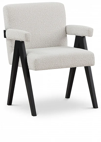 Meridian Woodloch Boucle Fabric Accent Chair in Cream Boucle Fabric 481Cream