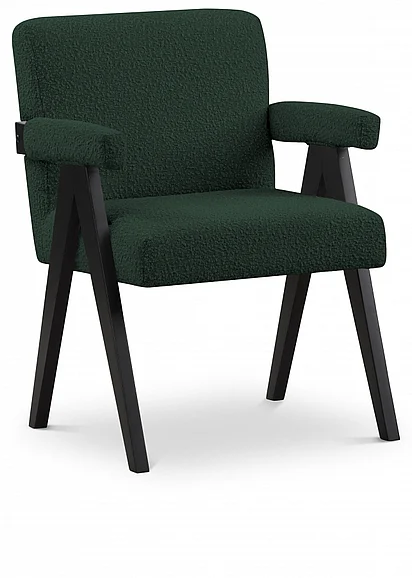 Meridian Woodloch Boucle Fabric Accent Chair in Green Boucle Fabric 481Green