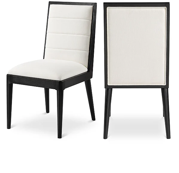 Meridian Bristol Linen Textured Fabric Dining Chair in Cream Linen Textured Fabric 488Cream-C