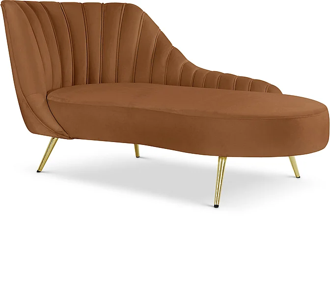 Meridian Margo Velvet Chaise Lounge in Saddle Velvet 622Saddle-Chaise