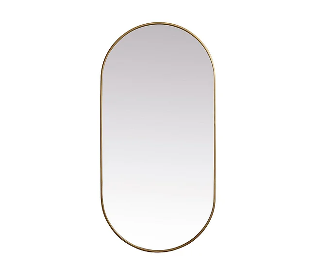 Elegant Metal Frame Oval Mirror 30X60 In. in Brass MR2A3060BRS