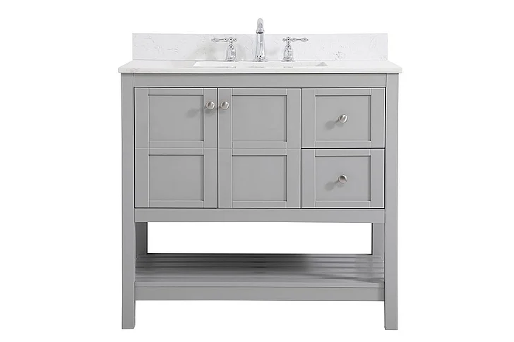 Elegant 36 In. Single Bathroom Vanity in Gray with Backsplash VF16436GR-BS