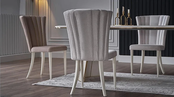Bellona Furniture Plaza 6339 Dining Chair in Silver Vizon/Ivory 23PZA63390230023 (Set of 2)