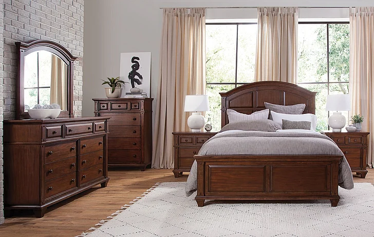 American Woodcrafters Sedona 2pc Panel Bedroom Set in Cinnamon Cherry