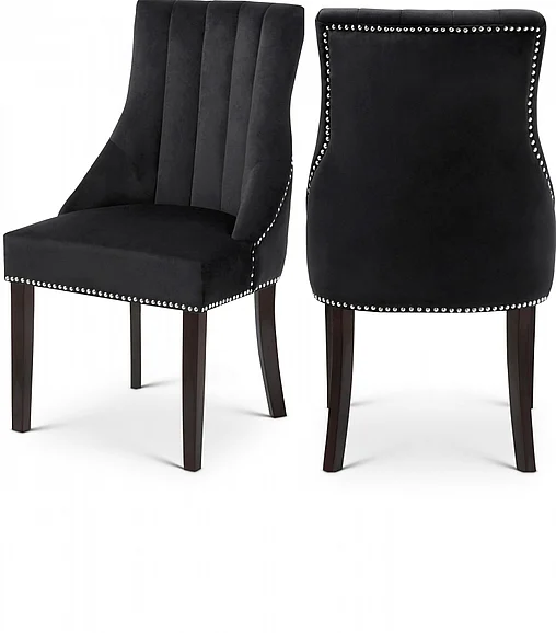Meridian Oxford Velvet Dining Chair in Black Velvet 721Black-C