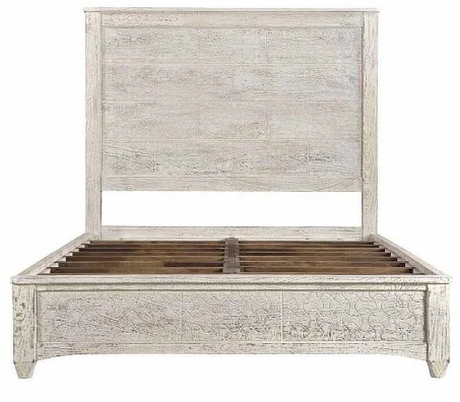 Moti Furniture Kelsey Queen Panel Bed in White Wash
