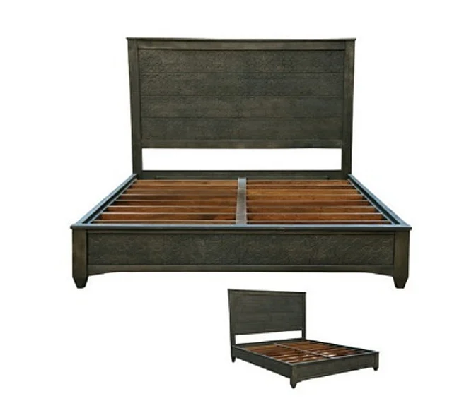 Moti Furniture Kelsey Cal King Panel Bed in Grey Wash