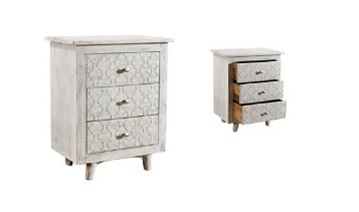 Moti Furniture Kelsey Nightstand in White Wash