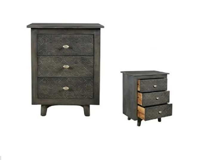 Moti Furniture Kelsey Nightstand in Grey Wash