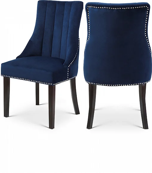 Meridian Oxford Velvet Dining Chair in Navy Velvet 721Navy-C