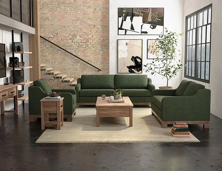 IFD Samba 2pc Sofa Living Room Set in Green IUP298-111-A