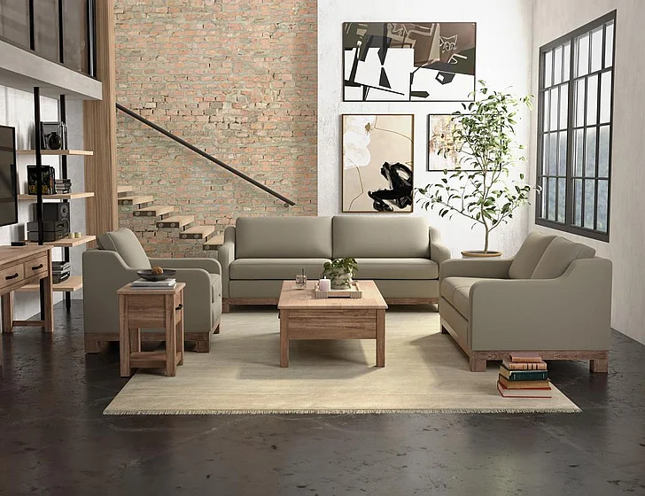 IFD Samba 2pc Sofa Living Room Set in Gray IUP298-151-A