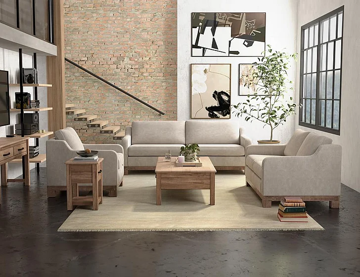 IFD Samba 2pc Sofa Living Room Set in Gray IUP298-210