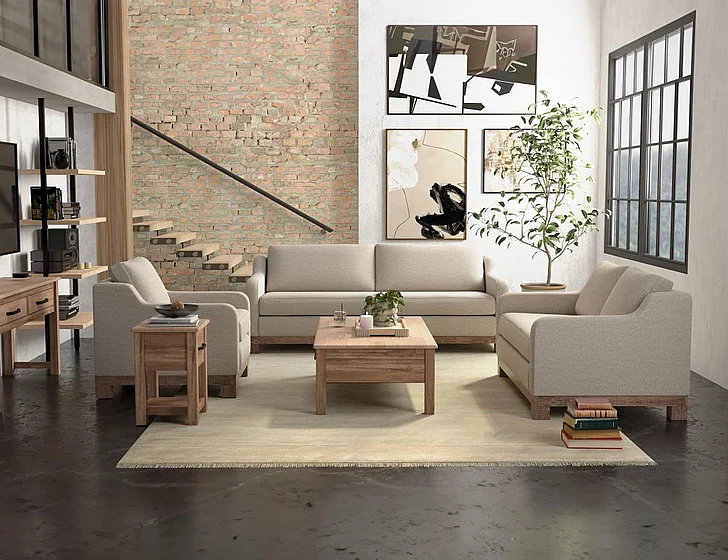 IFD Samba 2pc Sofa Living Room Set in Beige IUP298-161-A