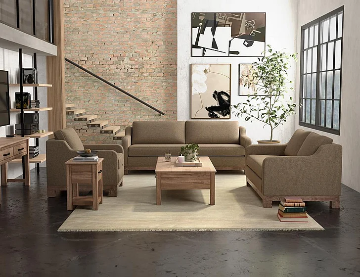IFD Samba 2pc Sofa Living Room Set in Brown IUP298-152