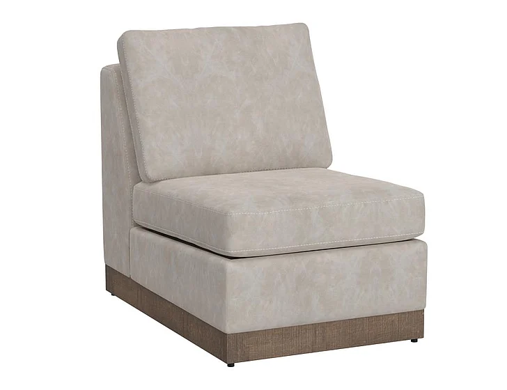 IFD Georgia Wooden Frame & Base Armless Chair in Ivory Faux IUP722-ALC-210