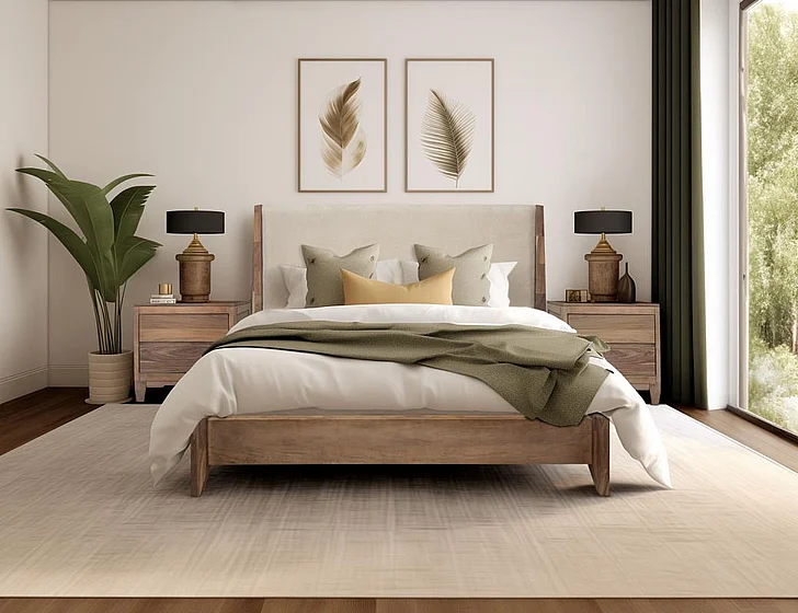 IFD Parota Nova 2pc Upholstered Bedroom Set in Natural Two-Tone