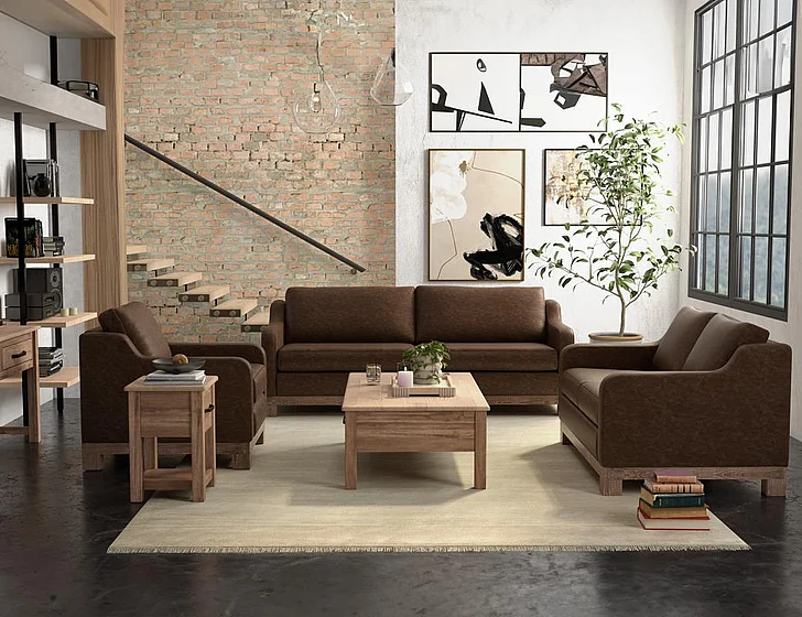 IFD Samba 2pc Sofa Living Room Set in Brown IUP298-212