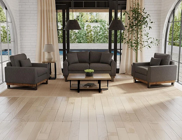 IFD Mita 2pc Sofa Living Room Set in Gray