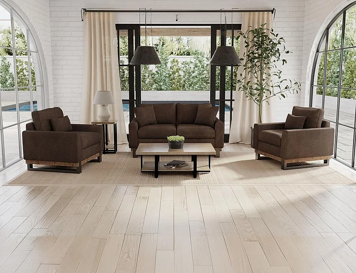 IFD Mita 2pc Sofa Living Room Set Brown/Gray IUP241-212