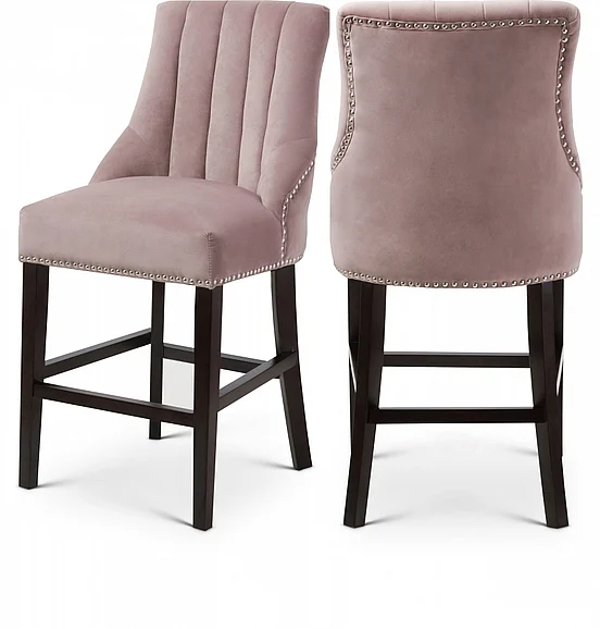 Meridian Oxford Velvet Counter Stool in Pink Velvet 722Pink-C